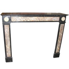 Antique Nero Belgio Marble Fireplace Mantel