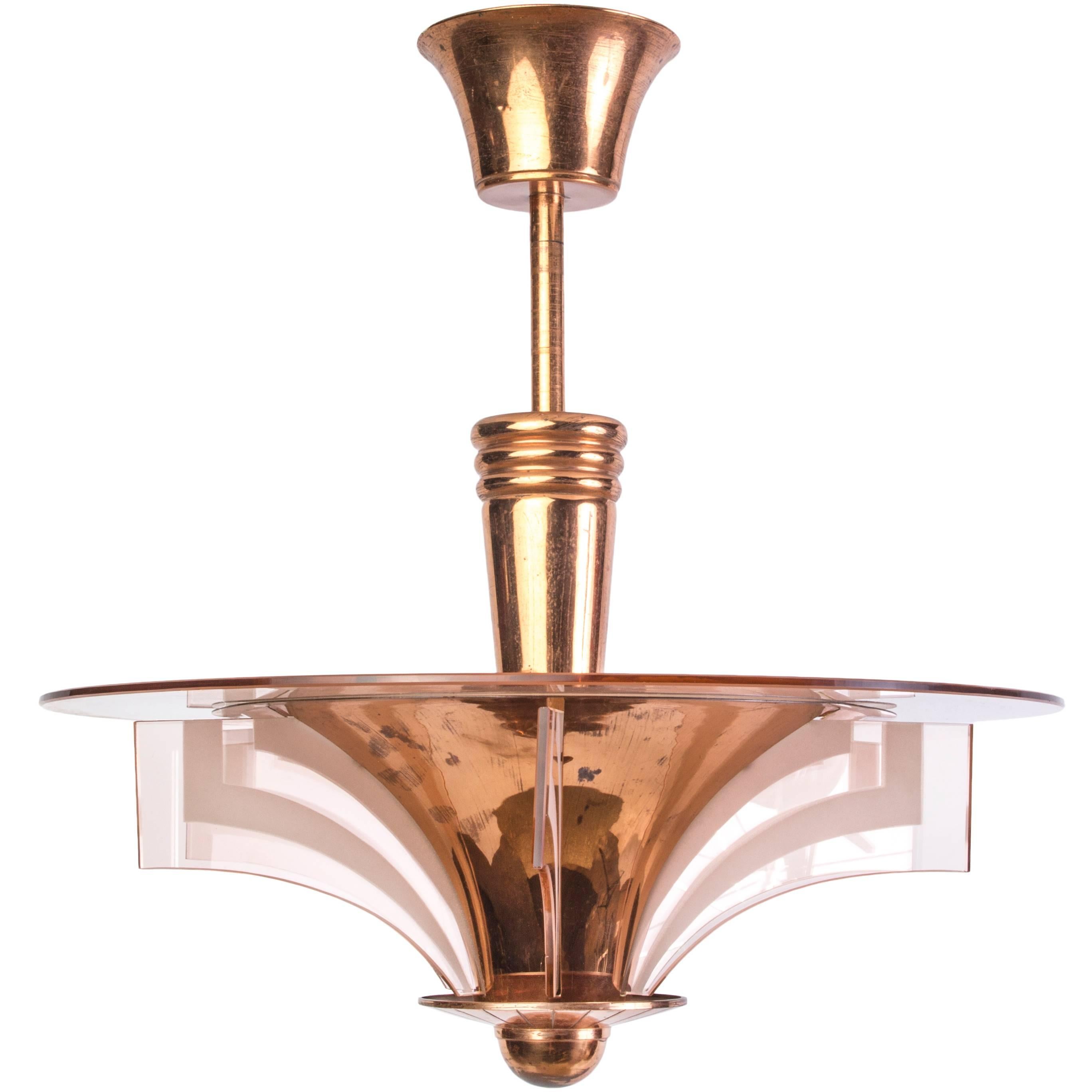 Stunning French Art Deco Chandelier by Petitot For Sale