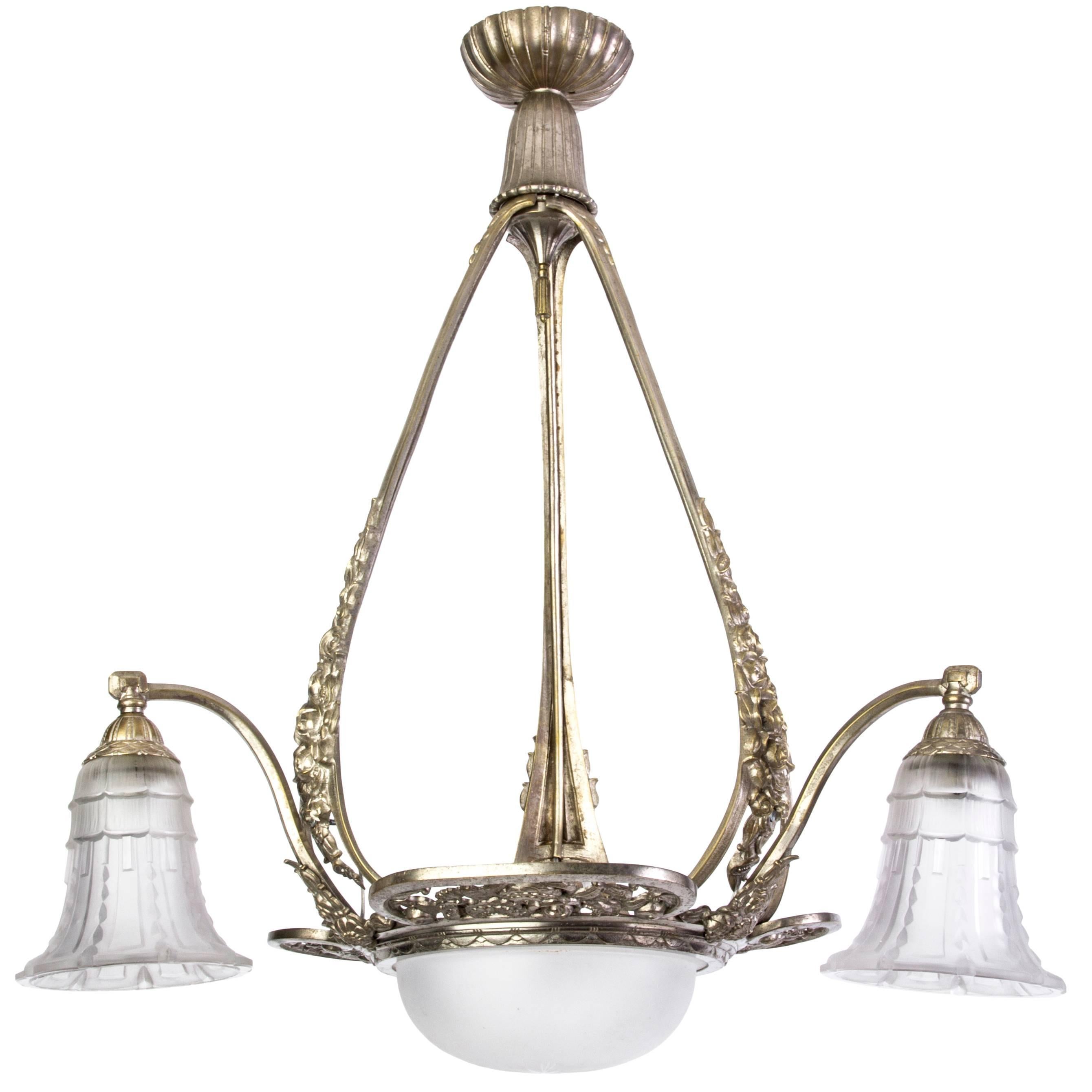 Stunning Early French Art Deco Chandelier For Sale