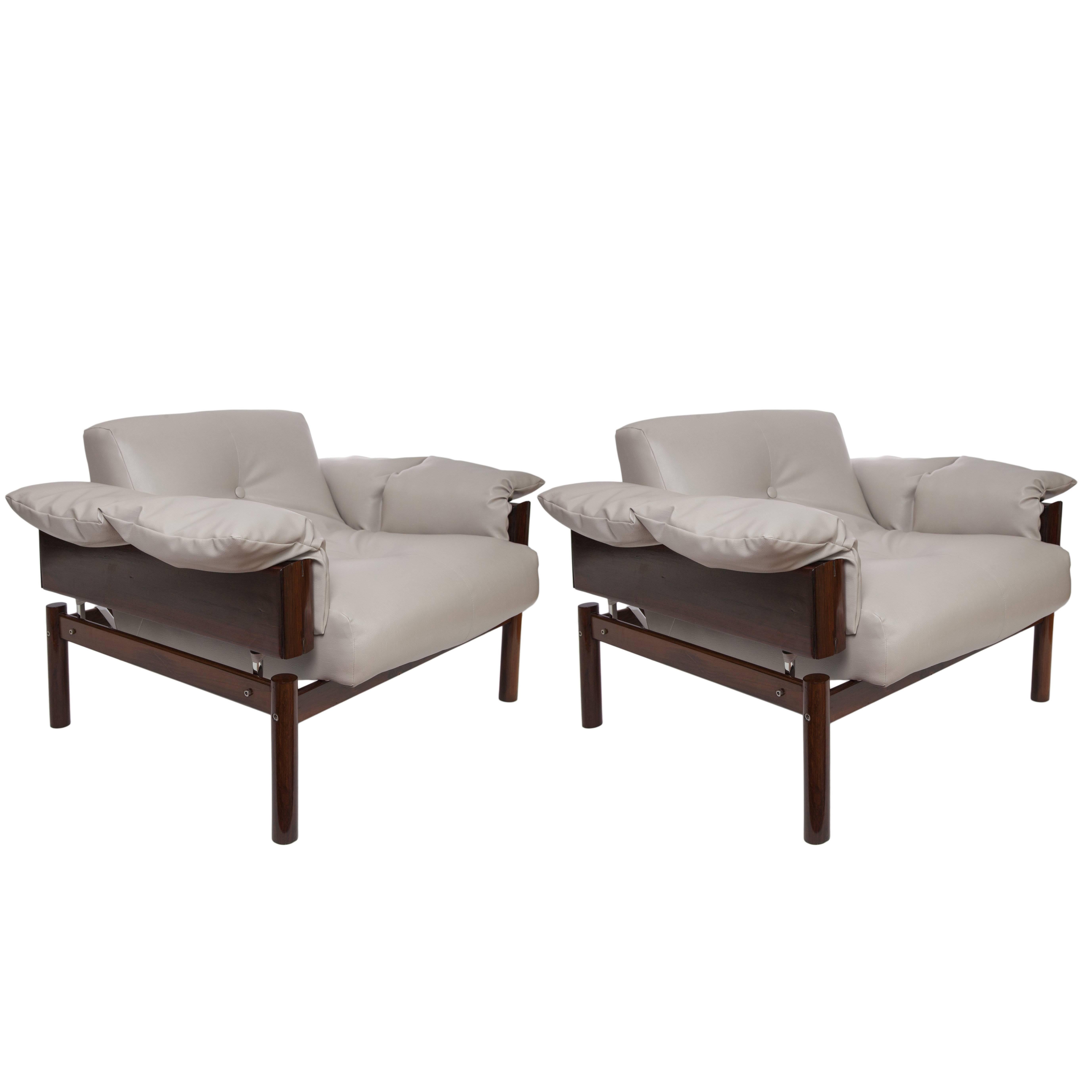 Pair of Percival Lafer Brazilian Jacaranda Lounge Chairs