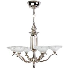 Exceptional French 1930s Art Deco Chandelier by Petitot