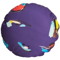 Coussin rond violet à gouttes