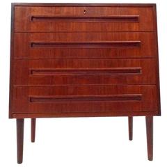 Danish Teak Chest of Four Drawers Recessed Handles Midcentury, 1960s Danish Teak Chest of Four Drawers Recessed Handles Midcentury, 1960s