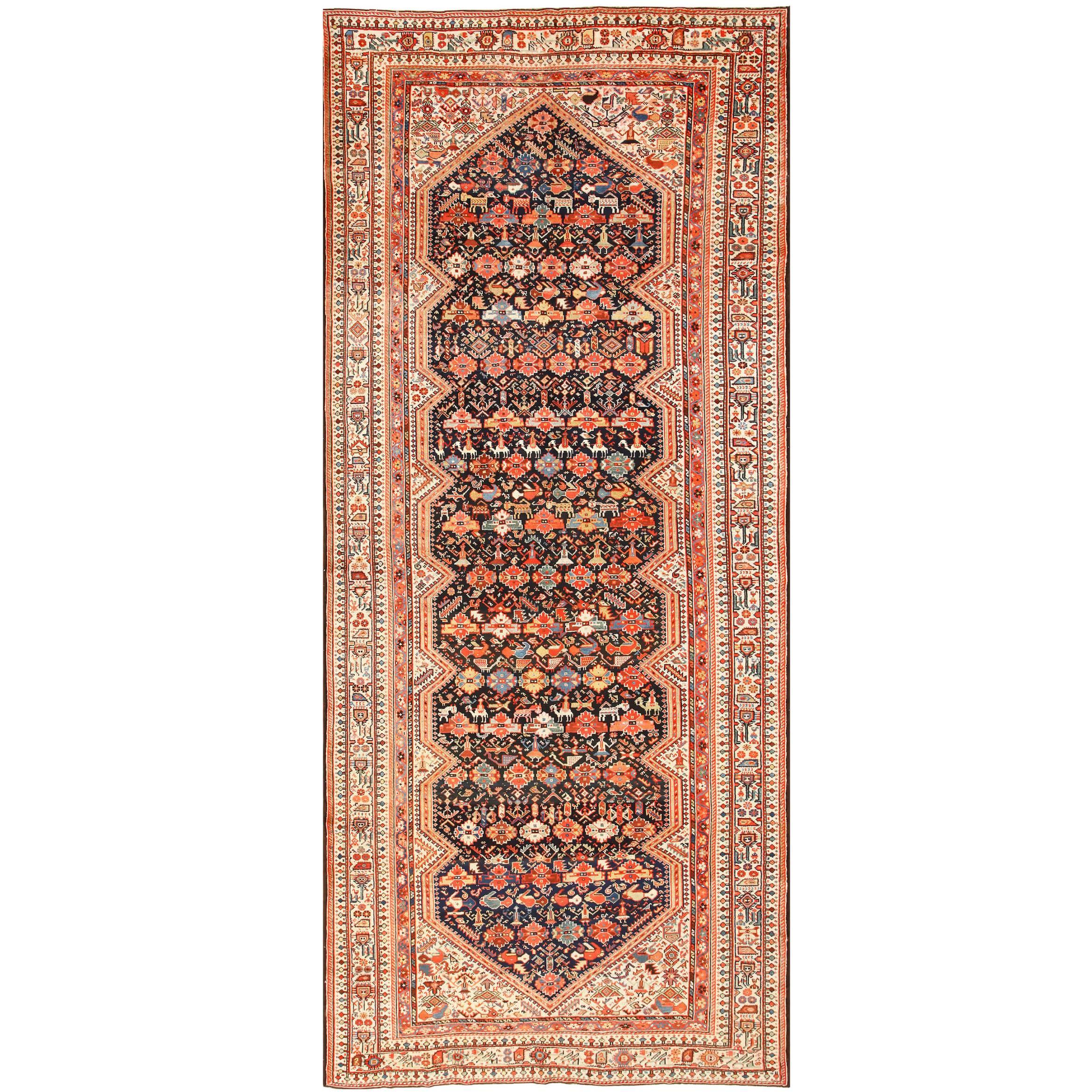 Tribal Antique Qashqai Persian Rug