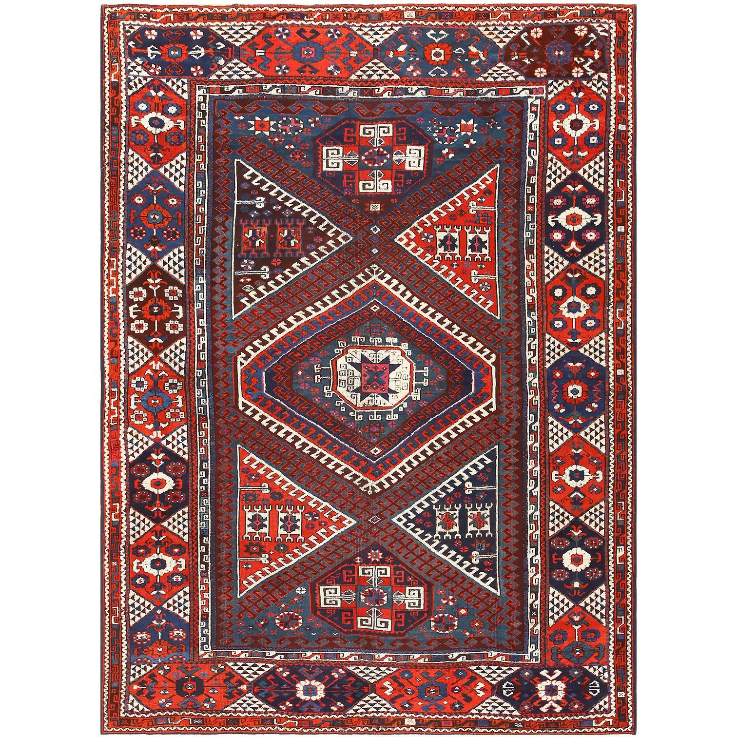 Collectible Tribal Antique Turkish Bergama Rug. Size: 7 ft x 9 ft 7 in