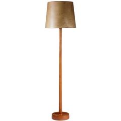 Floor Lamp with Leather Shade by Uno & Östen Kristiansson for Luxus, Sweden