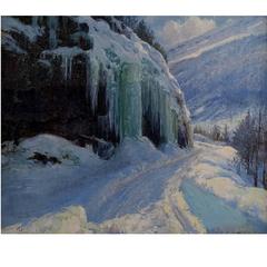 Peder Knudsen, Well Listed Danish Artist, Winter Landscape, Oil Painting