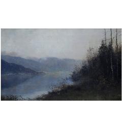 Fog Landscape by Ludvig Skramstad, Swedish, Artist, Oil on Canvas