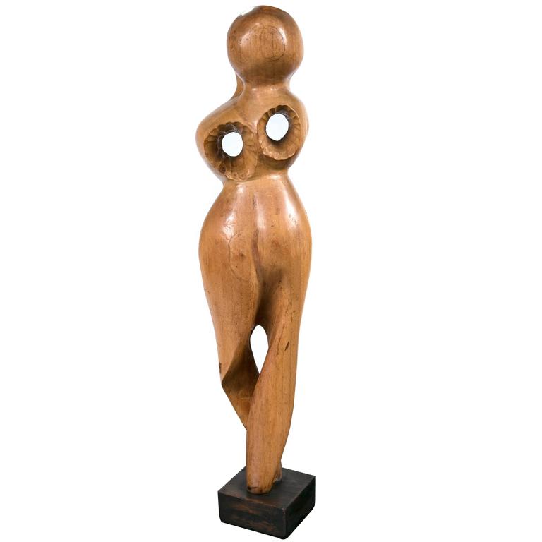MidCentury Wood Sculpture For Sale at 1stdibs