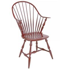 Shimna Windsor Captains Chair, Distressed Red Lacquer Finish 5