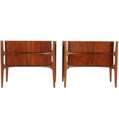 Sir Edmond Spence Mid-Century Sculptural Nightstands or End Tables in Walnut