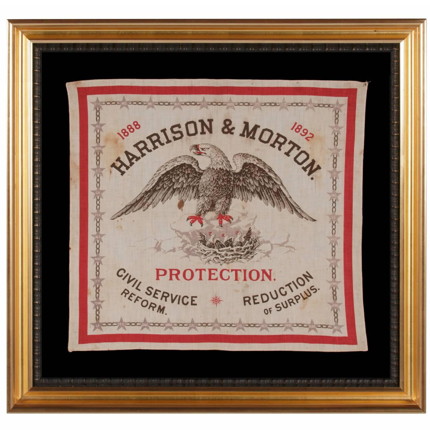 Rare Kerchief Made for the 1888 Campaign of Republican Benjamin Harrison