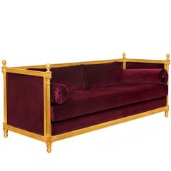 New Castle Sofa with Cotton Velvet Fabric and Aged Golden Leaf 2
