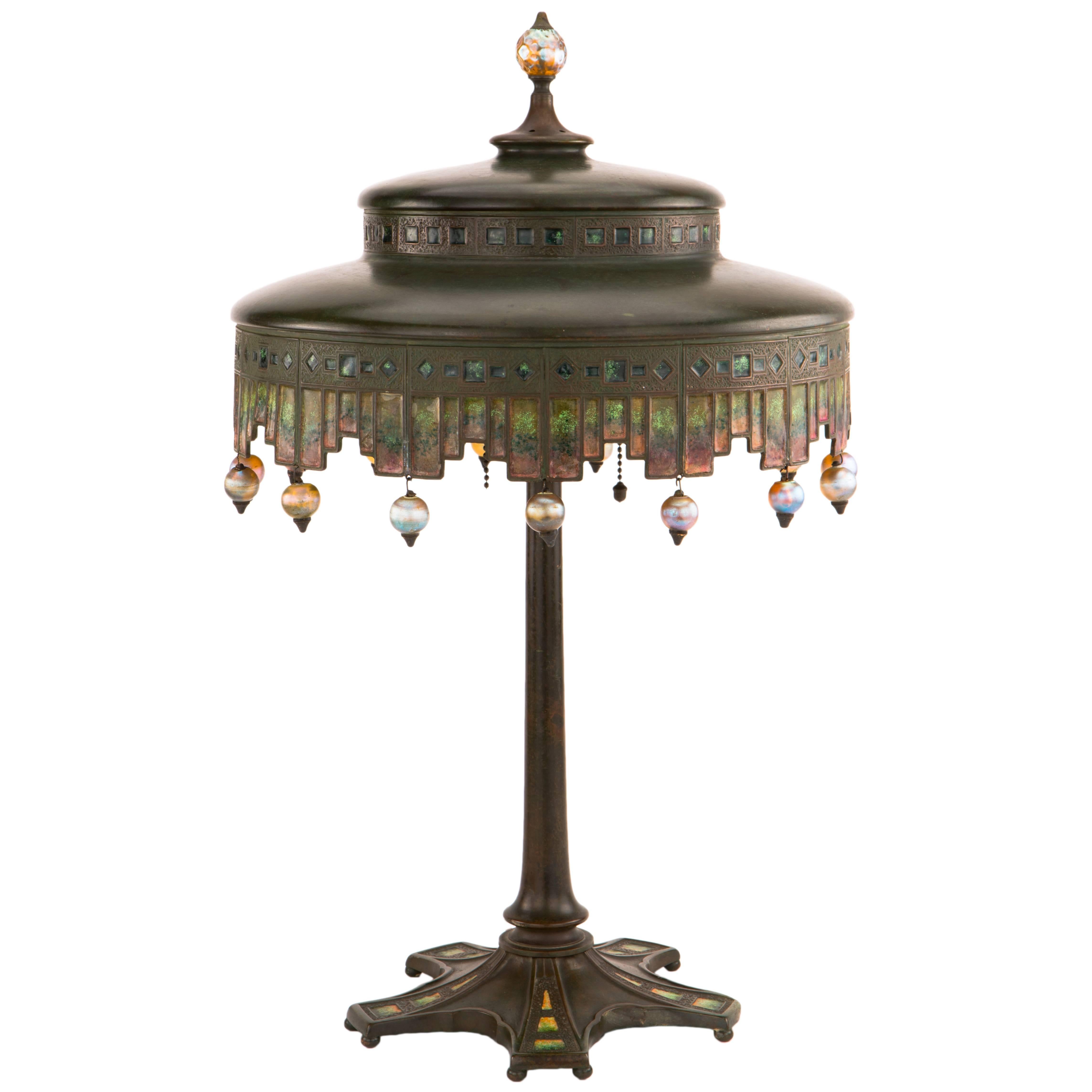 Art Nouveau Enameled Table Lamp by Tiffany Studios