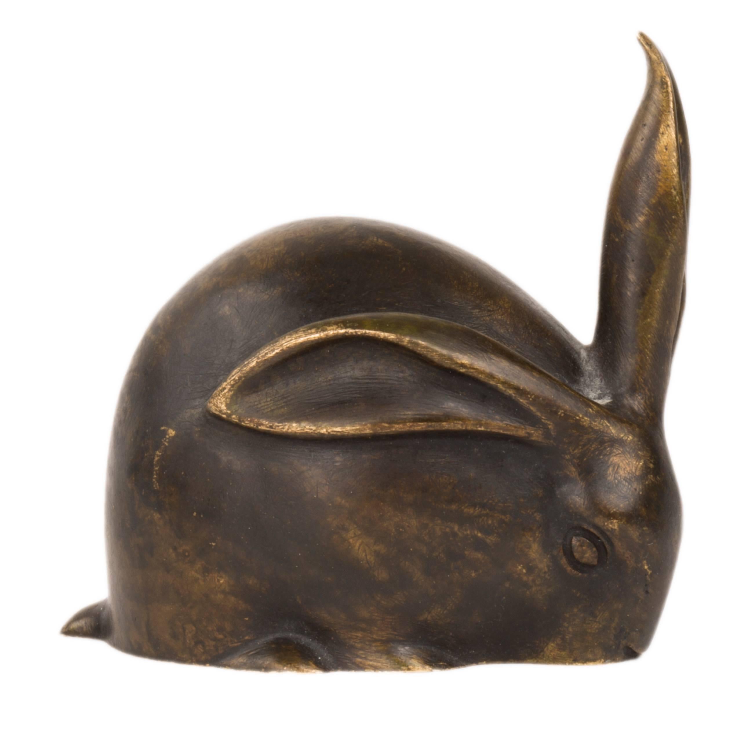 Bronze "Le Petit Lapin", the Little Rabbit Sculpture by, Edouard-Marcel Sandoz