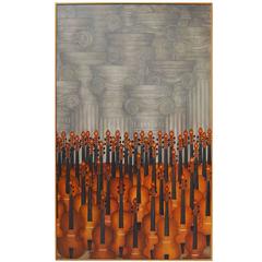 Violins and Ionic Pillars Painting by Guy Berbé
