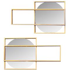Set of Four Geometric Gold Framed Wall Mirrors