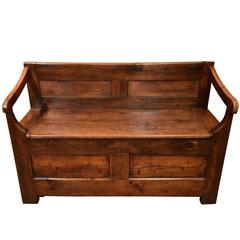 Handsome French Chestnut and Fruitwood Bench