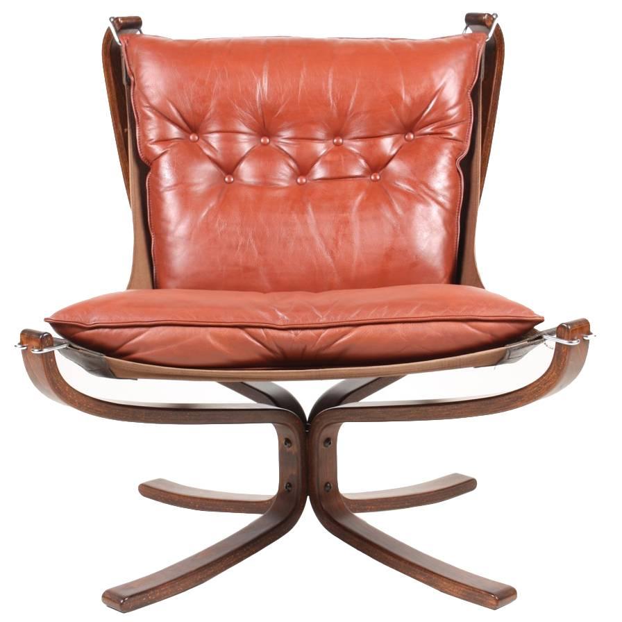 Great Looking Falcon Chair in Red Leather
