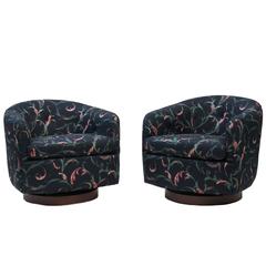 Pair of Milo Baughman Swivel Lounge Chairs