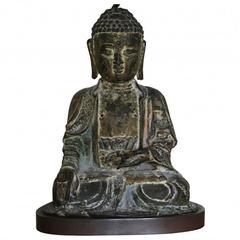 Antique Bronze Buddah Sculpture Mounted as Lamp