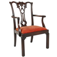 Chaise d'enfant anglaise en acajou de style Chippendale