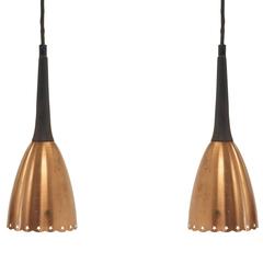 Scandinavian Mid-Century Ceiling Pendants in Rosewood and Brass, 1960s 7