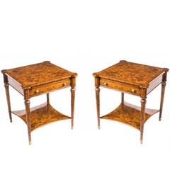 Vintage Fab Pair of Burr Walnut Side Tables with Slides and Drawers