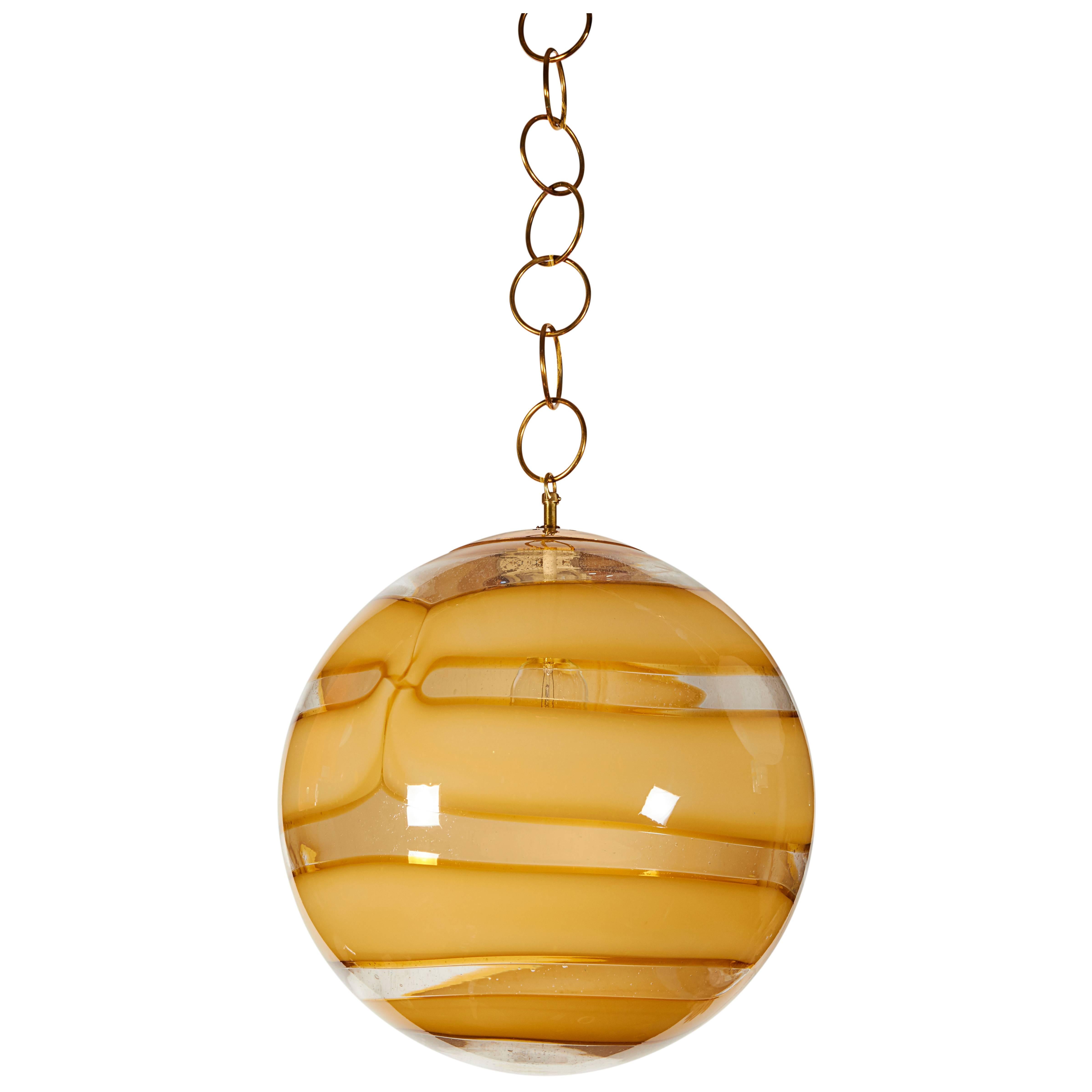 Murano Amber Swirl Globe Pendant