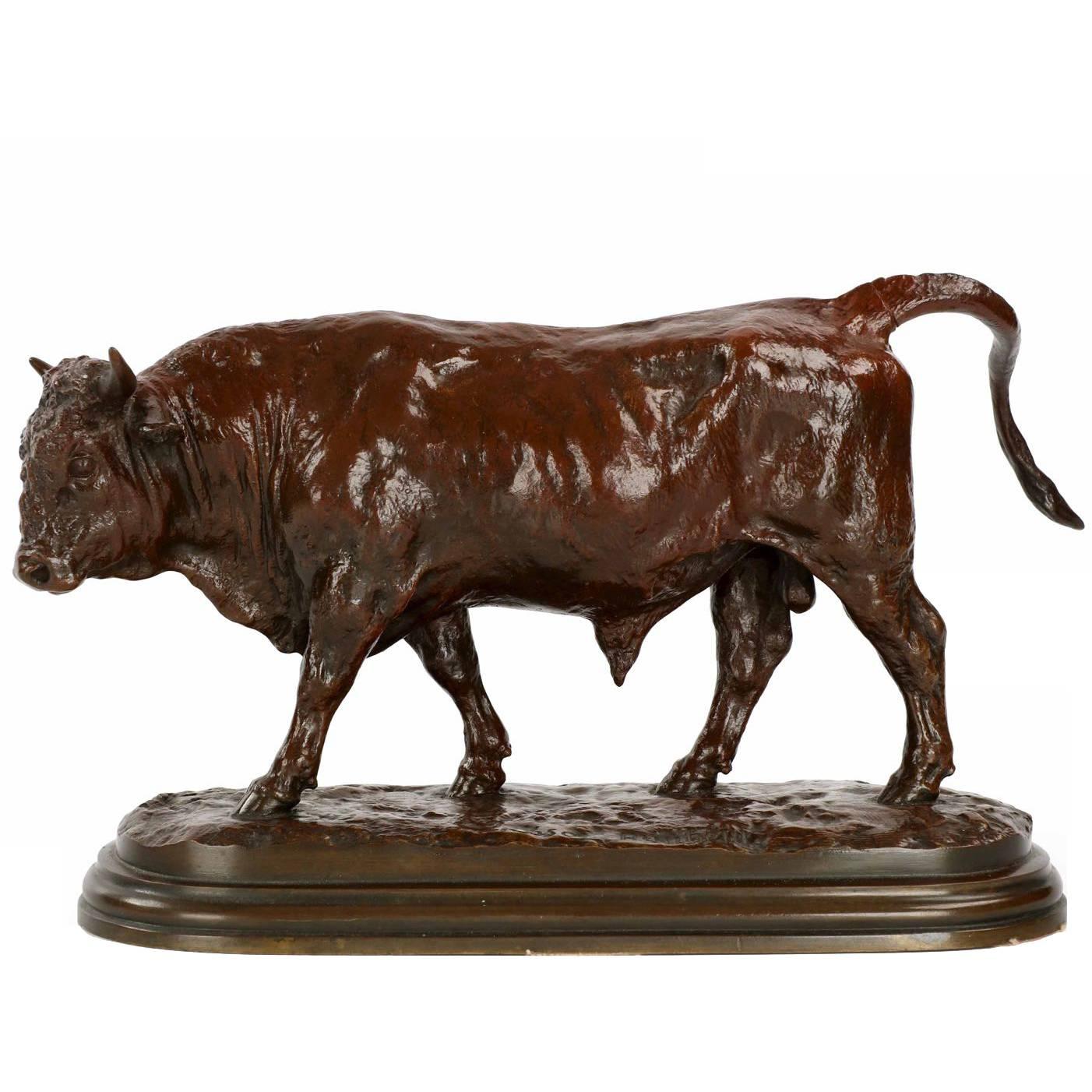 Rosa Bonheur Antique Bronze Bull Sculpture, "Taureau" circa 1860