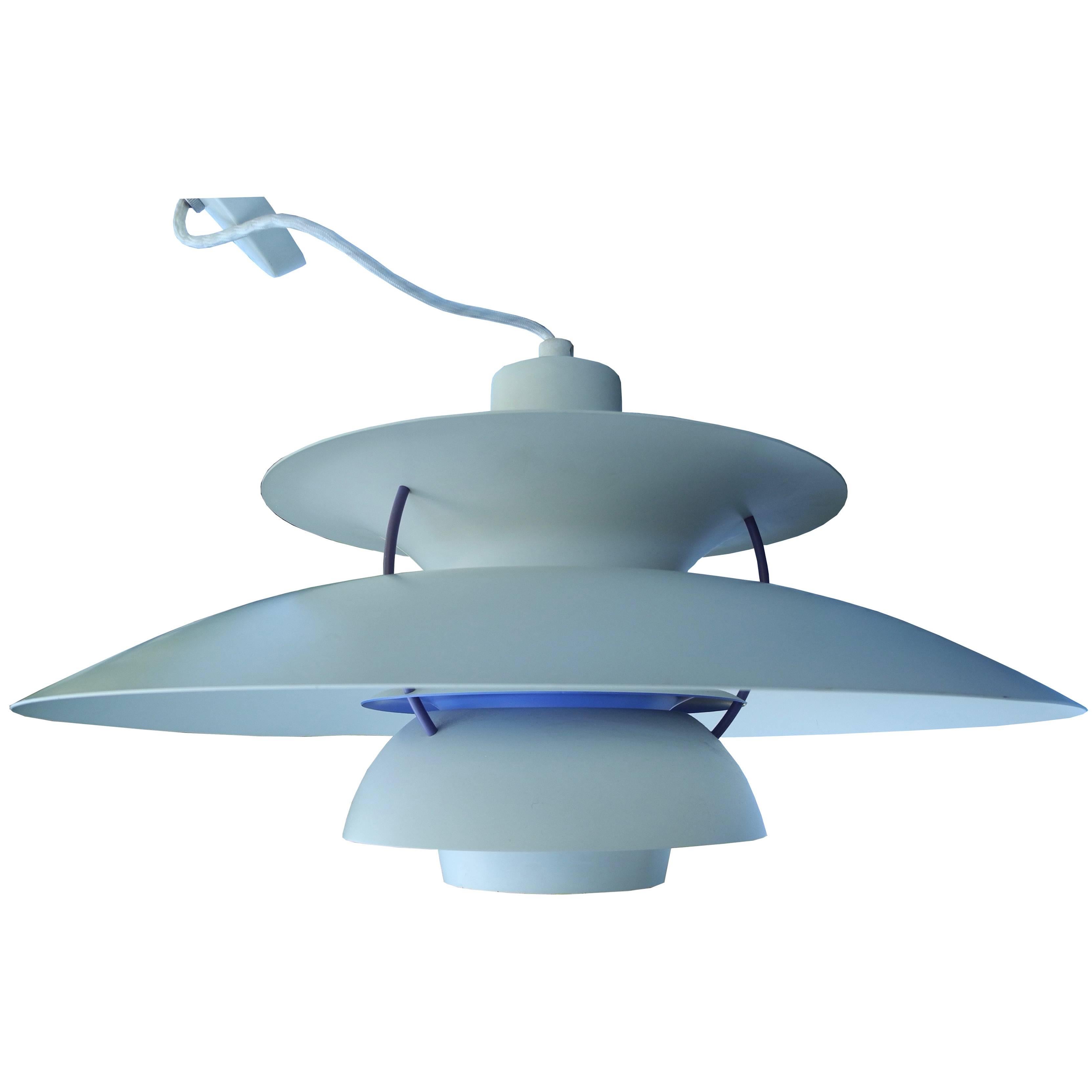 Danish Modern PH5 White Metal Pendant Lamp by Poul Henningsen for Louis Poulsen For Sale