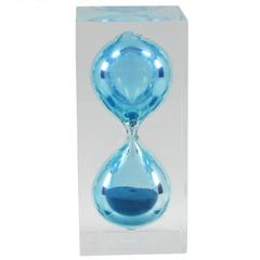 1970s Mid Century Modernist Large Lucite Hourglass with Blue Sand 5