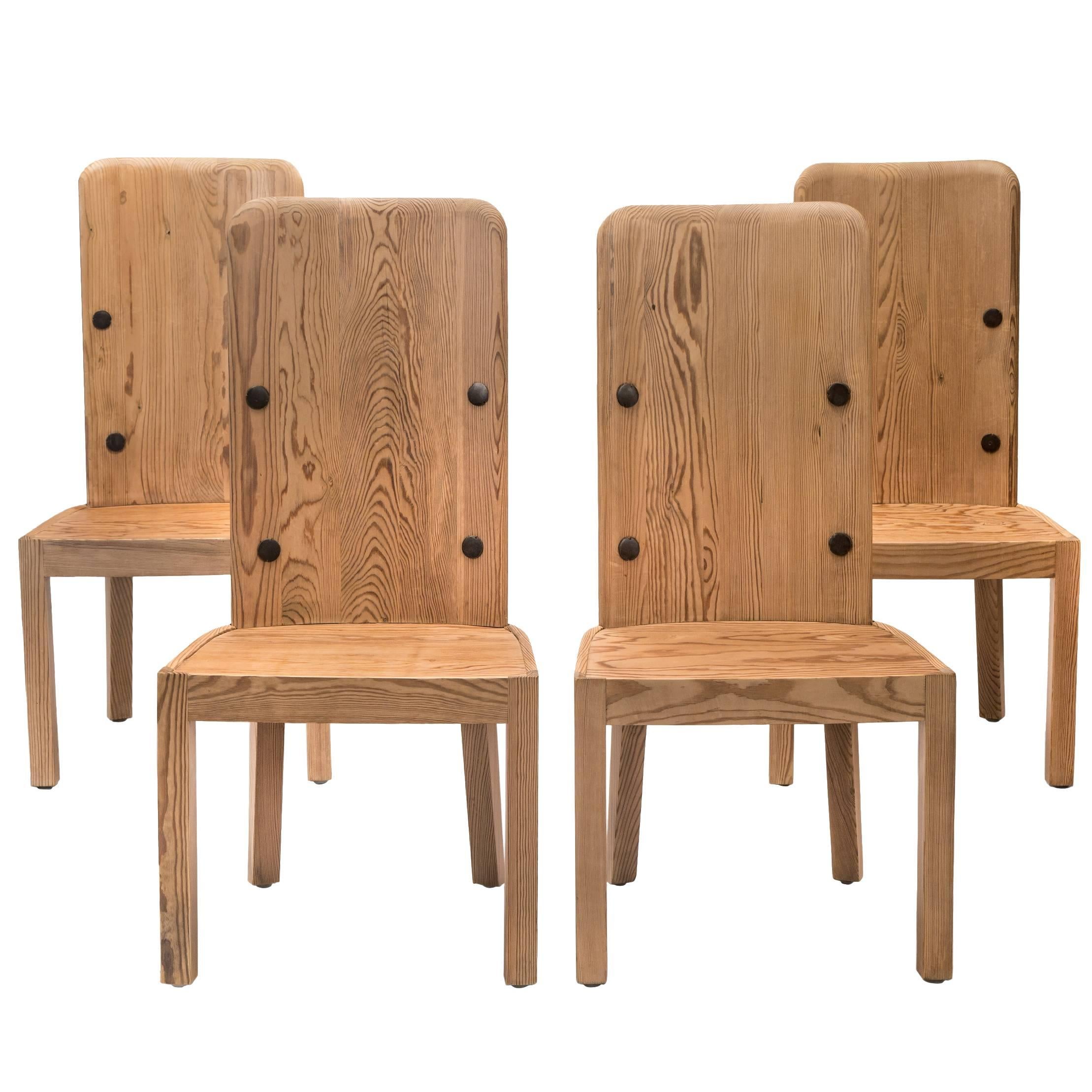 Axel-Einar Hjorth, Set of 4 Swedish High-Back Pine Lovö Chairs