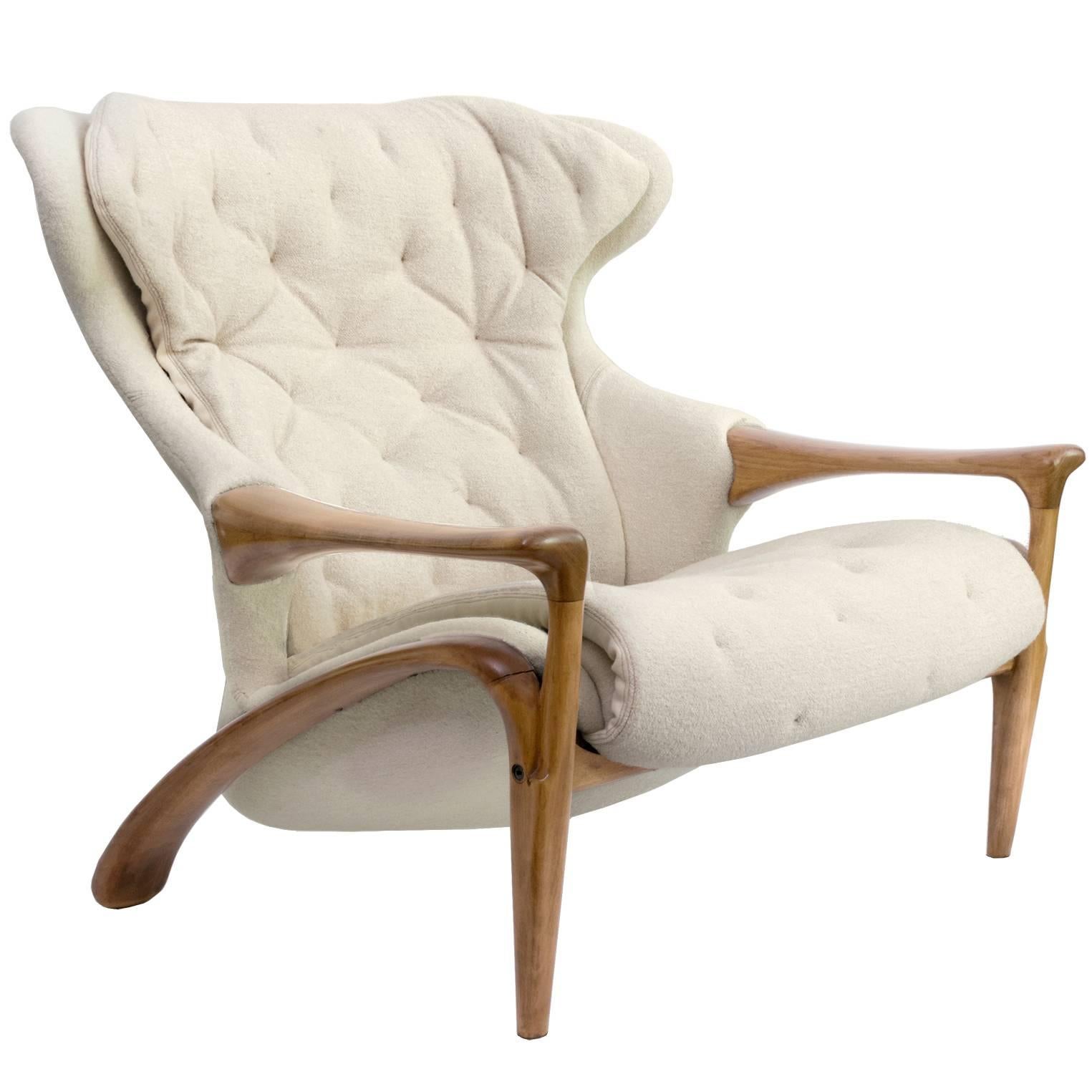 Amazing Scandinavian Modern Sculpted Framed Wing Chair