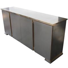 Good Quality Belgian Brushed Chrome & Brass Four-Door Sideboard by Belgo Chrome