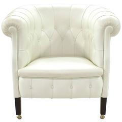 White Leather Fumoir Club Armchair by Renzo Frau for Poltrona Frau, Italy