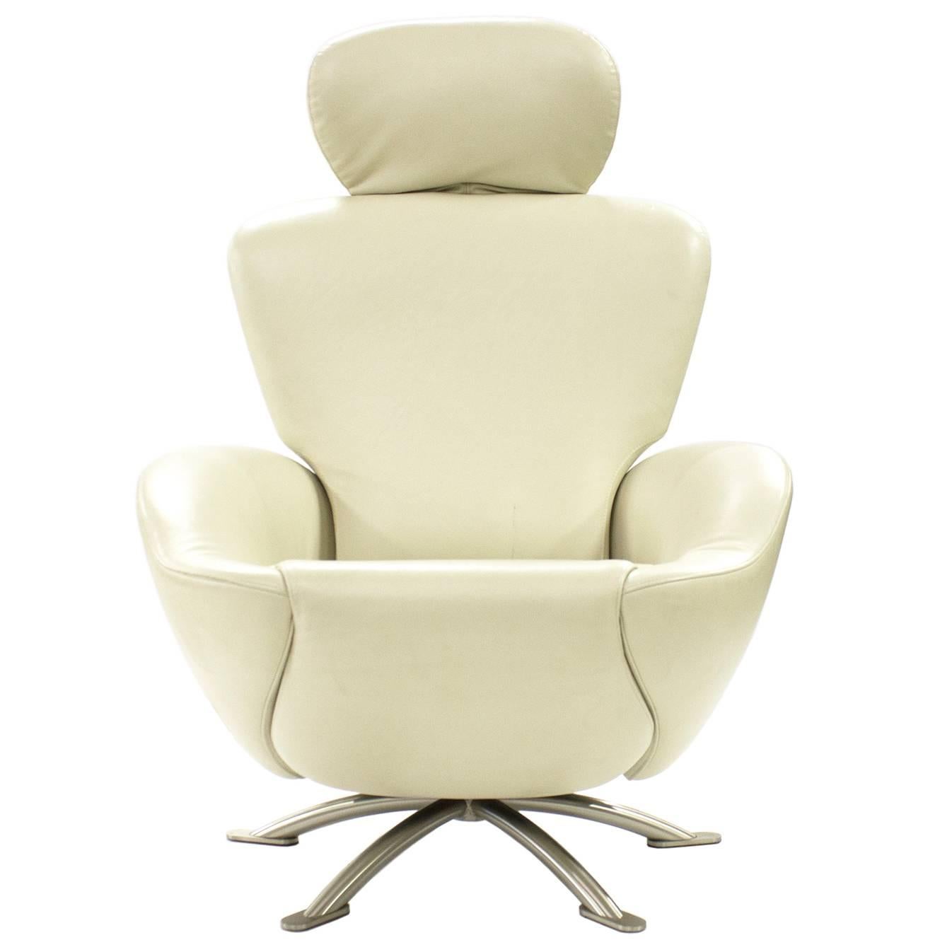 White Leather Dodo Armchair Recliner by Toshiyuki Kita for Cassina, Italy For Sale