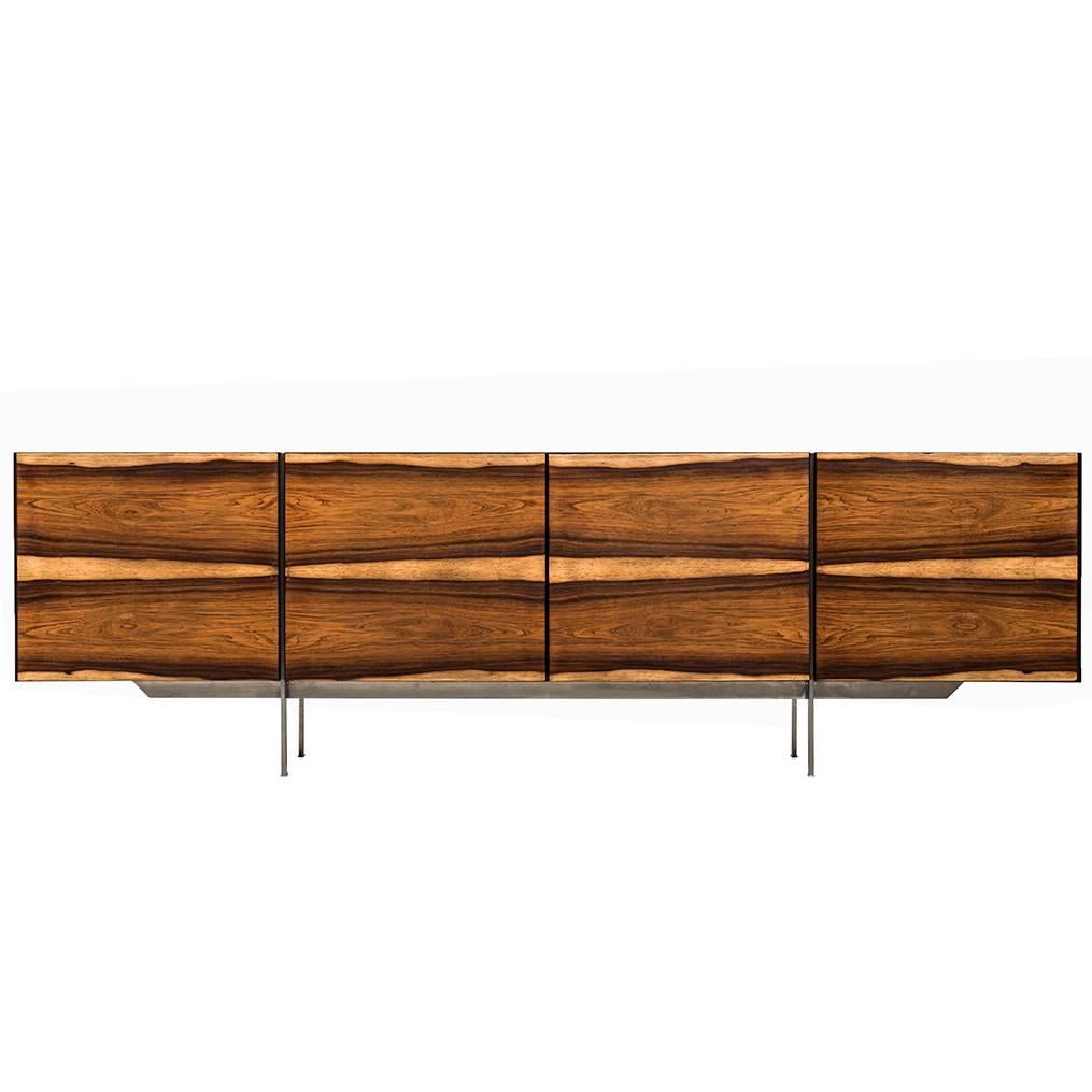 Contemporary Sideboard in Rosewood and Steel Produced in Denmark
