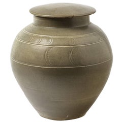 green ceramic Stoneware Pot by Antoine de Vinck, circa 1980