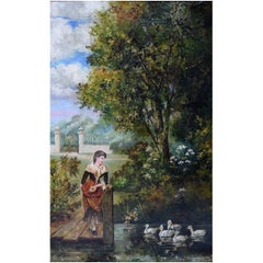 Artista desconocido, Paisaje de parque, óleo sobre lienzo, hacia 1900