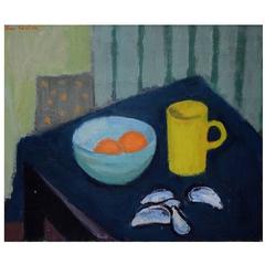 Modernist Still Life, Oil on Canvas, Mid-20th Century