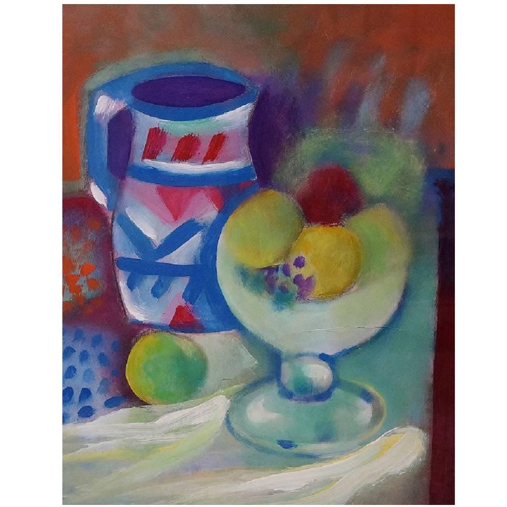 Benitez-Troja Still Life, Gouache on Paper, Unknown Artist, 20th Century