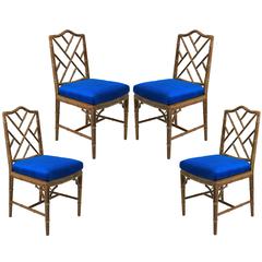 Set of Four Faux Bamboo Dining Chairs