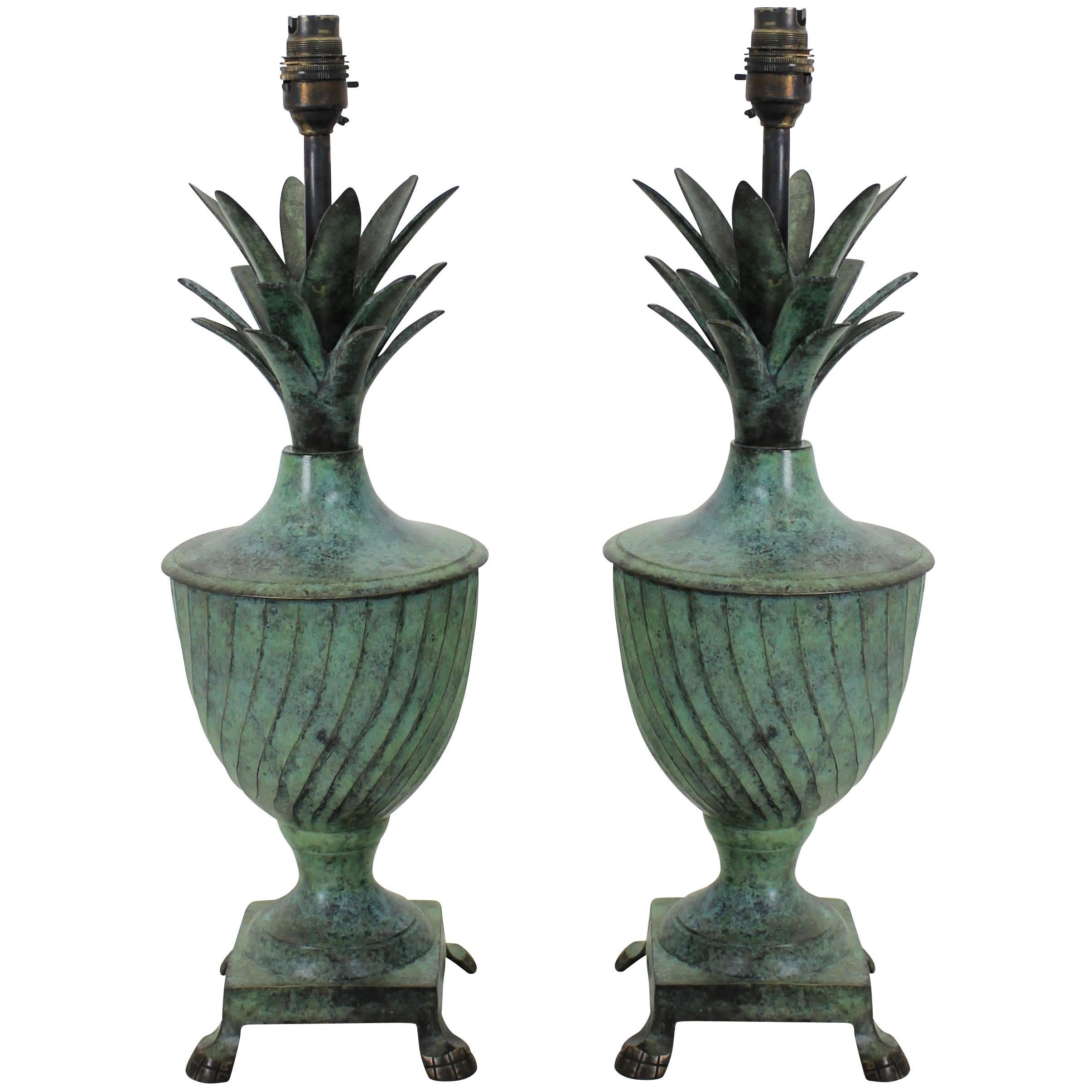 Pair of Bronze Flambe Lamps