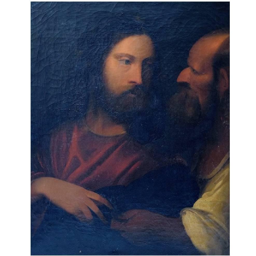Unbekannter Künstler, 19. Jahrhundert Öl auf Leinwand, biblisches Motiv nach Tizian