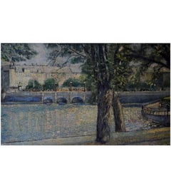 Queen Louise's Bridge, Copenhagen, Oil on Canvas, circa 1930s