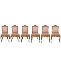 Set of Six 19th Century French Carved and Gilt Upholstered Side Chairs