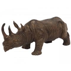 Diminutive Bronze Rhinoceros Sculpture