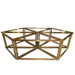 Romeo Rega Modular Table, 1970s, Brass and Crystal