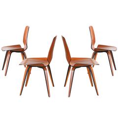Norman Cherner Molded Teak Plywood Dining Chairs for Plycraft
